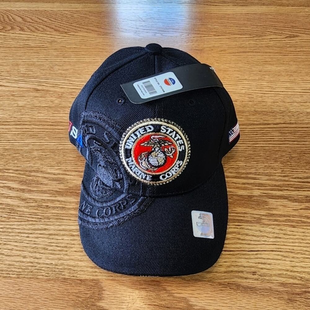 City Hunter United States Marine Corps Baseball Cap Hat Black & Red OS